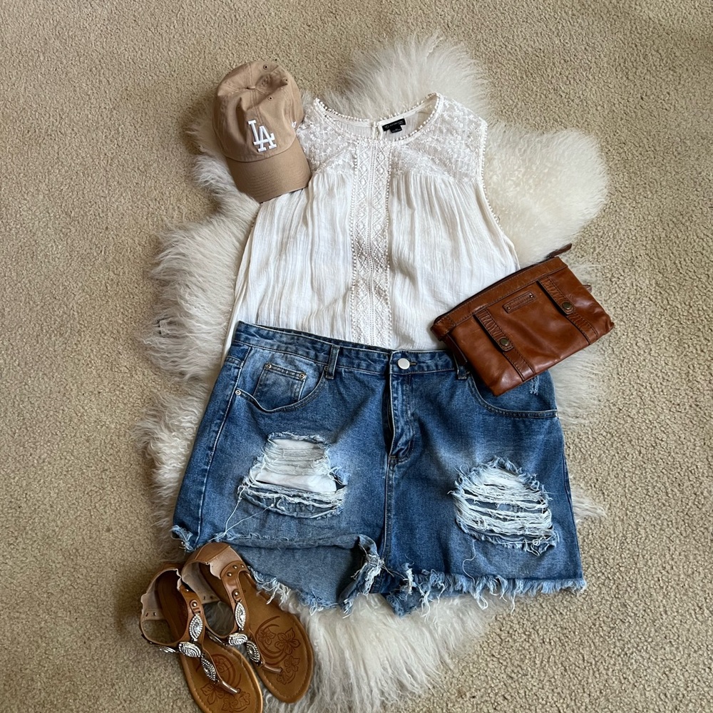 Distressed Denim Shorts